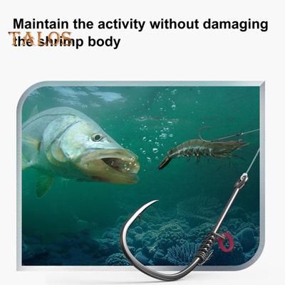Live Shrimp Fixing Hook Heavy Duty Carbon Steel Barbed Fishhook with Hole Freshwater Saltwater Catfish Bass Fishing Hook Fishing Accessories