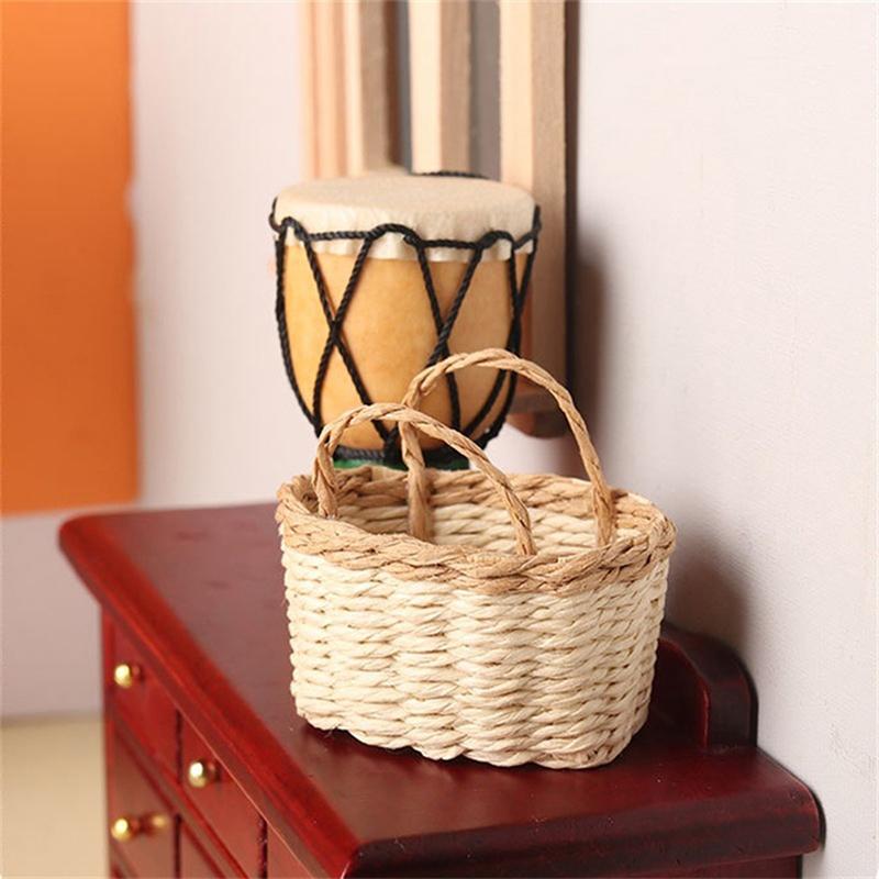 1:12 Dollhouse Miniature Storage Basket Vegetable Food Woven Frame Kitchen Decor