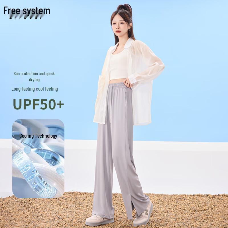 Women s Ice Silk Quick-Dry Straight Leg Sports Pants L