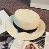 Women's Sun Hat - Vintage English Style Bowknot Flat Top Visor - Perfect for Beach & Sun Protection