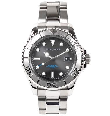 Mauro Geraldi Solar All Stainless 10 ATM Water Rotating MJ061 Watch, Steel, Resistant, Bezel, Luminous, (MJ061-3/Gray)
