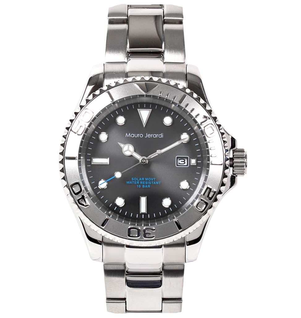 

[Мауро Джерарди] Солнечные часы, полностью из нержавеющей стали, водонепроницаемость до 10 АТМ, вращающийся безель, люминесцентные MJ061 (MJ061-3/серый)