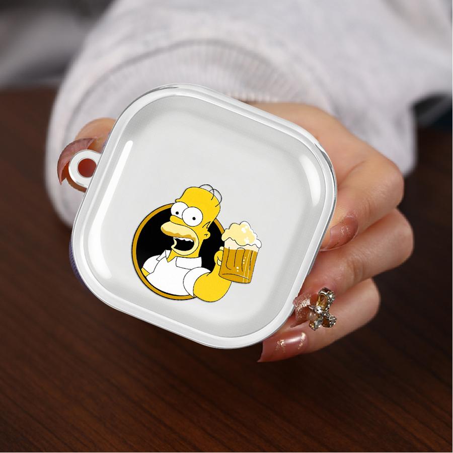 Case For Samsung Galaxy Buds 2 3 FE Live 3Pro 4 Pro 4Pro 2Pro Clear Earphone Cases Cover With Hook The Simpsons