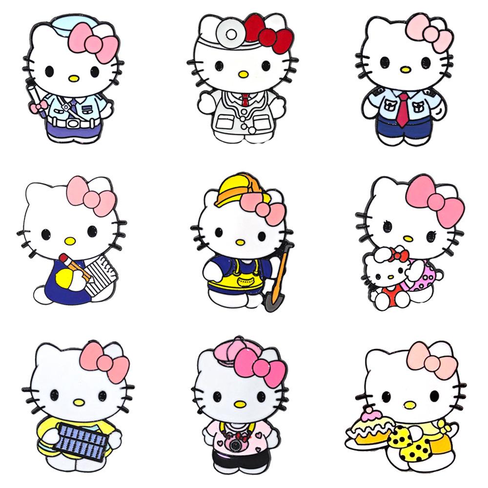 Cute KT Cat Brooch: Cartoon Metal Badge & Alloy Pin with Drip Glaze