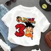 2026 Hot Cartoon Anime Dragon Ball Goku Printed T-shirt Children Birthday Lucky Numbers 1-10 Years Old Cartoon Clothes Kids Gift