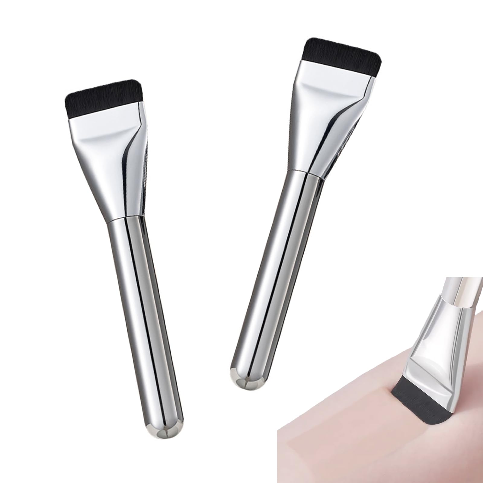 

YANYULI Makeup Flat Makeup Set of Foundation Face Makeup Premium Fiber Удобный в использовании косметический инструмент Кисть, Кисть, 2, Кисть, Инструмент, Плоская, Тонкая, Щетина,