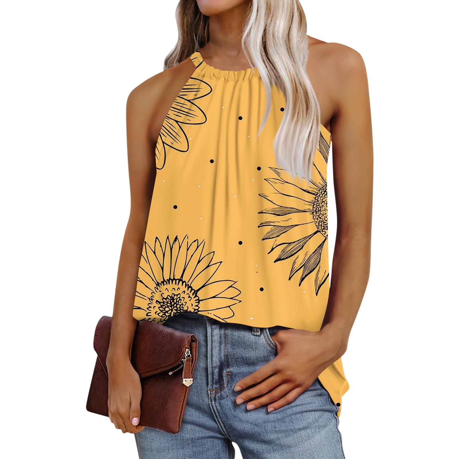 

Летний женский жилет, плиссированный однотонный свободный топ без рукавов, летний жилет, базовый повседневный свободный жилет XL жёлтый