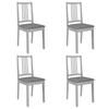 VidaXL 4x Solid Wood Dining Chairs with Gray Cushions Dining Room 247639