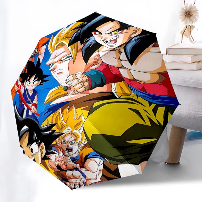 1pc Dragon Ball Z Goku Vegeta Automatic Opening/Closing Outdoor Umbrella with 3-Fold Design, 8-Rib Iron Frame - Perfect Gift for Fans, Travelers, Dail