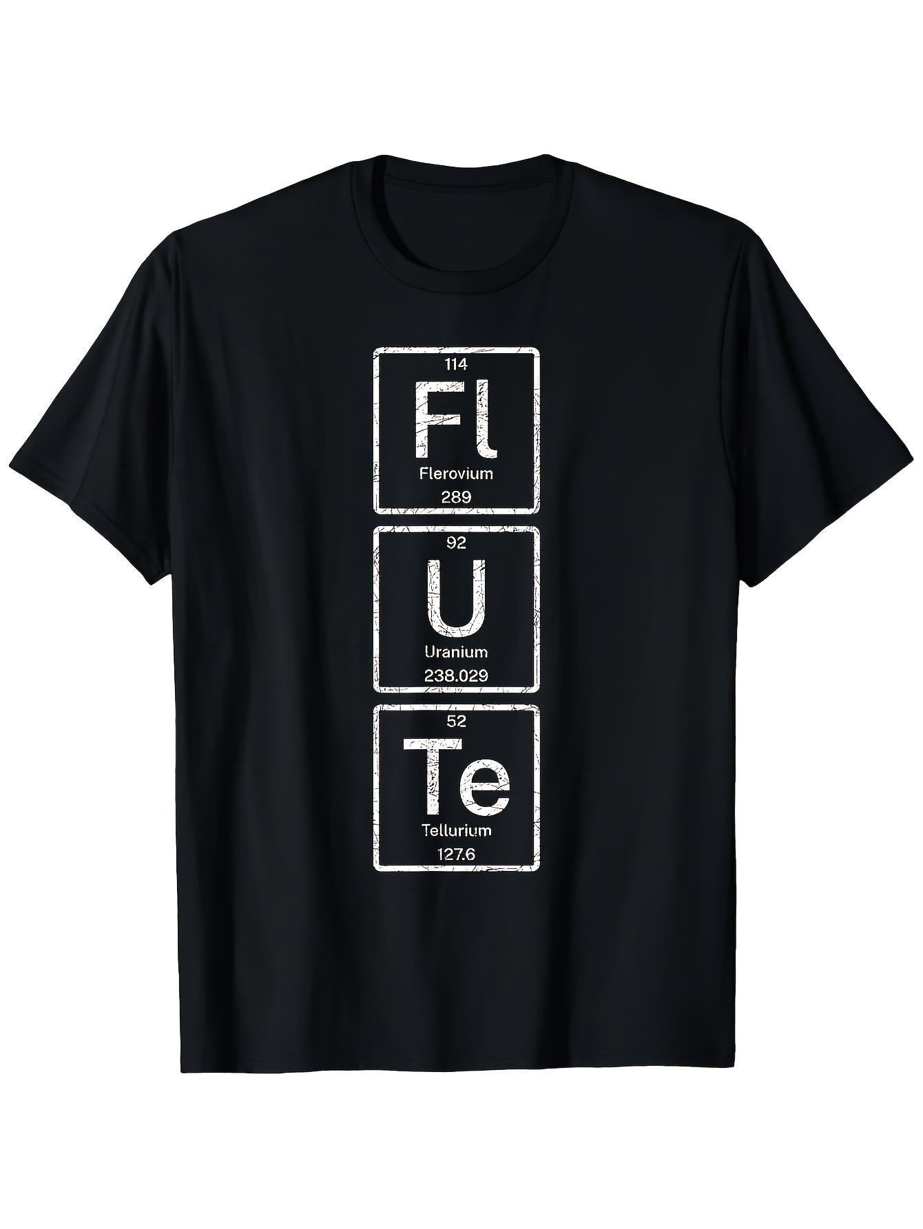 Funny Chemistry Periodic Table Flute Graphic T Shirt Men S Science Music Lover Tee Heavyweight Sm Shirt with Funny Element Symbols Loose Fit Breathabl S разноцветный