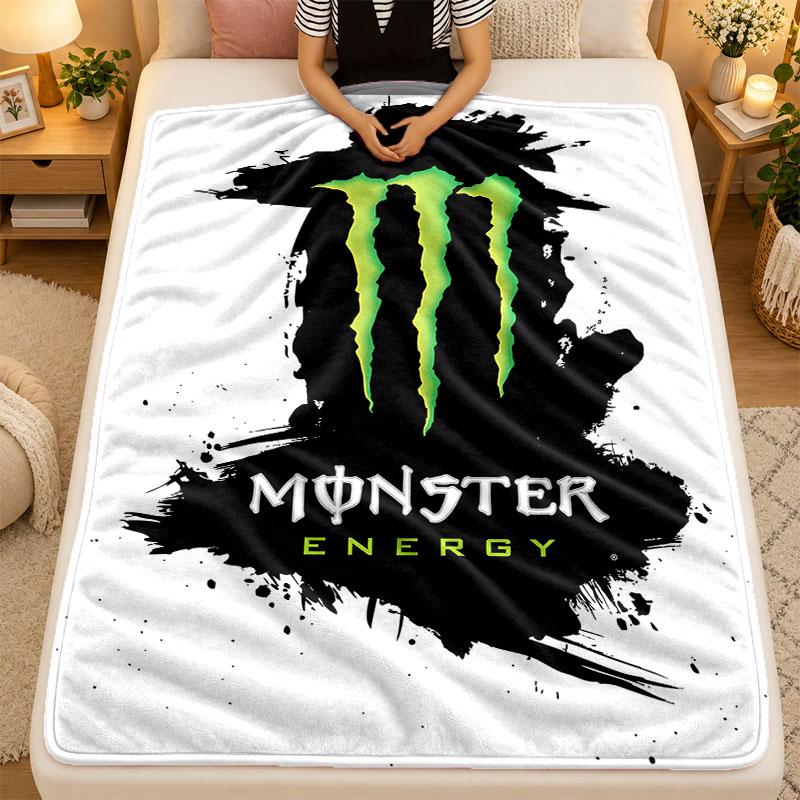 Flannel BlanketMonster Energy Warm Soft Throw Blanket for Indoor Sofa Bed Living Room Use