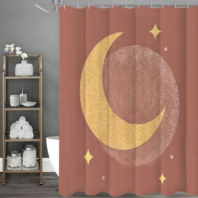 Sun Moon Stars Shower Curtain, Bathroom Decorative Shower Curtain, Waterproof Shower Curtain with Hooks