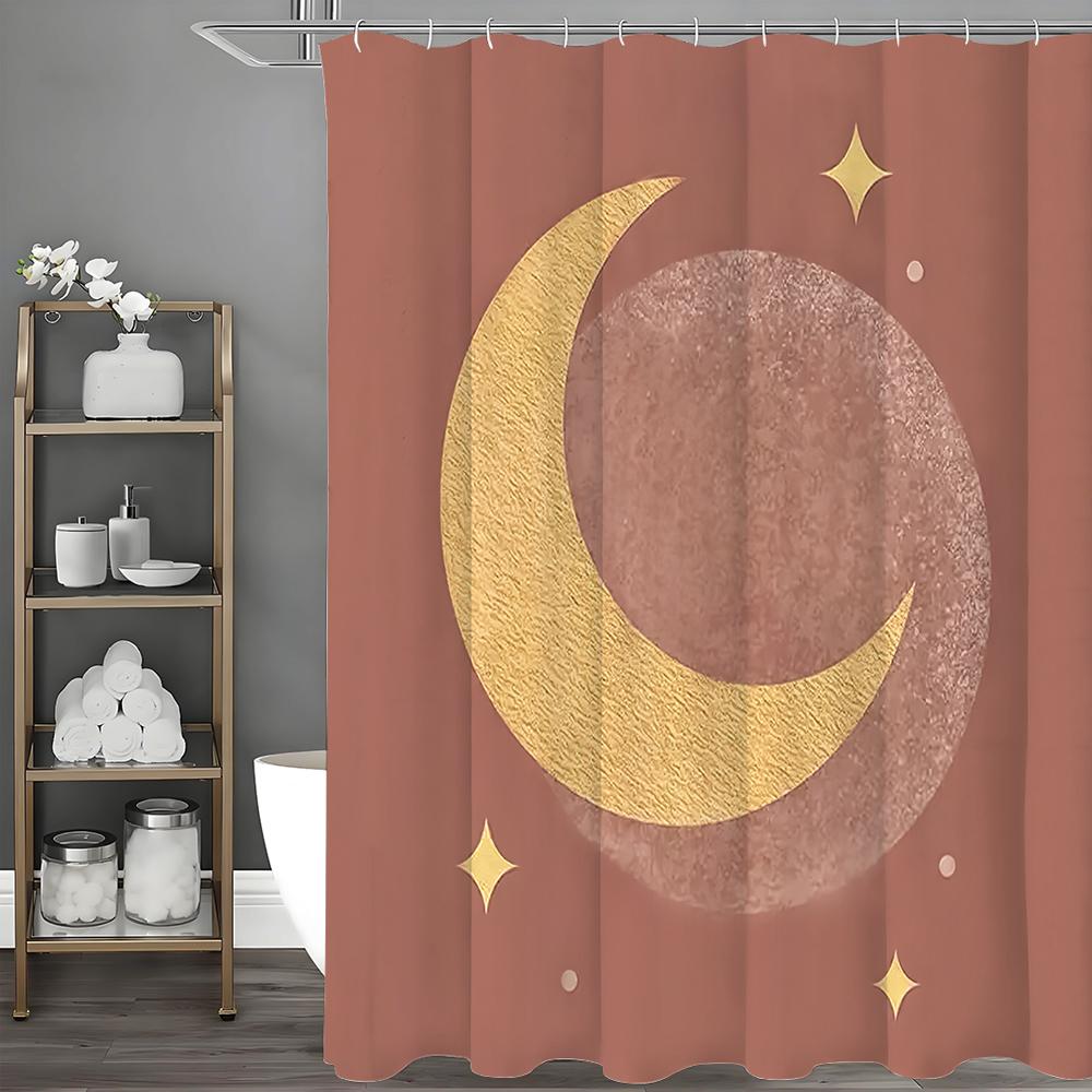 

Занавеска для душа Солнце Луна Звезды, Декоративная занавеска для душа для ванной комнаты, Водонепроницаемая занавеска для душа с крючками 90*180cm