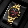 DEYROS Fashion Men's Calendar Steel Strap Watch Men's Casual Fake Three Eyes Quartz Wristwatch, Best Choice for Men's Gifts