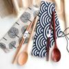 Japanese Portable Cutlery Set: Engraved Outdoor Chopsticks, Spoon, and Cloth Bag - Perfect Student Gift for Back-to-School Season