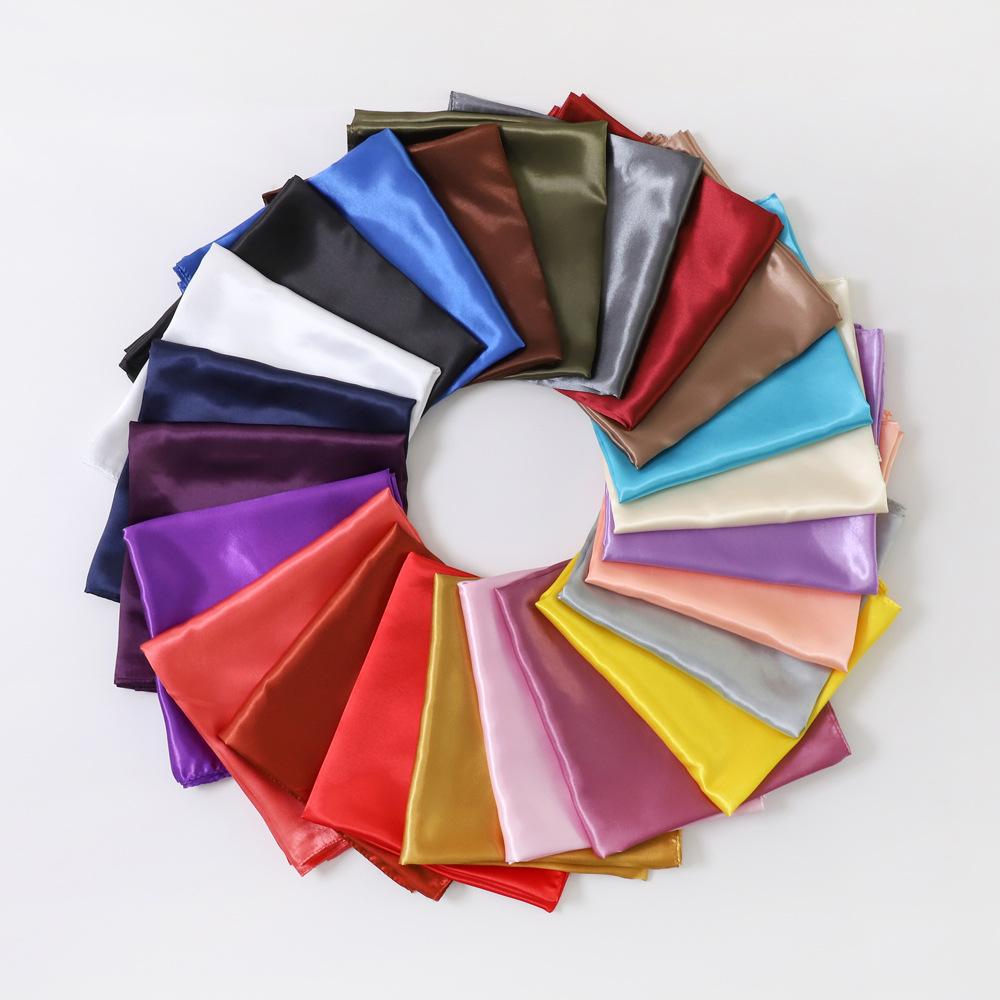 Fashionable New Versatile Headscarf Large Square Scarf Solid Color Scarf Women'S Simulated Silk Satin Scarf