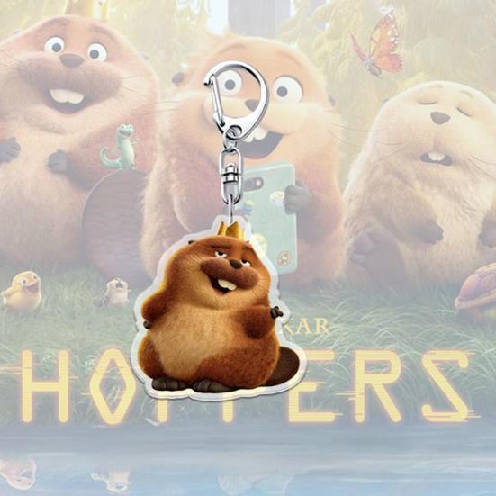 1/6Pcs Keychain Transparent Acrylic Finish Lightweight Keychain Cartoon Beaver Design Expressive Character Key Holder Bags Phone Accessories