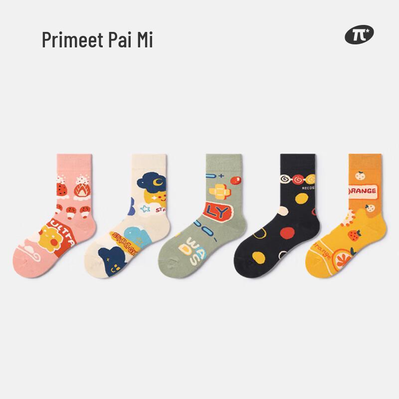 PRIMEET Japanese Style Illustrated Mid-Calf Socks One Size (EU 36-42)