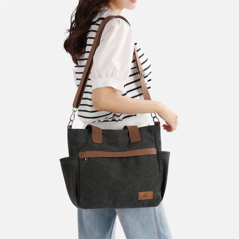 Women's Large Capacity Tote Bag Retro Student Crossbody Bag Canvas Shoulder Bag
