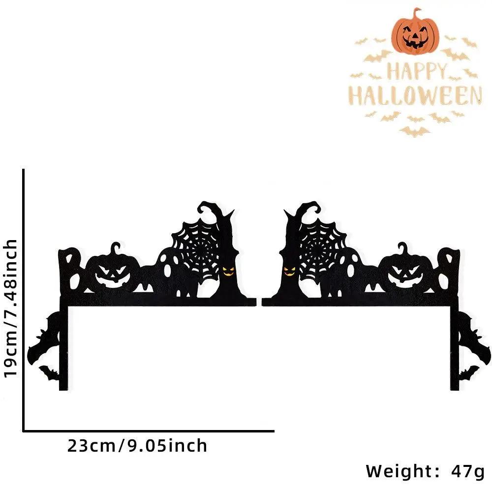 1pair Funny Party Decoration Halloween Door Frame Bats Pumpkins Wooden Door Corner Sign Spider Webs Door Frame Decoration Door
