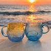 Gradient Color Sea Glass Mug Waved Texture Wave Mug Tea Cup Sunset Mug  Bar