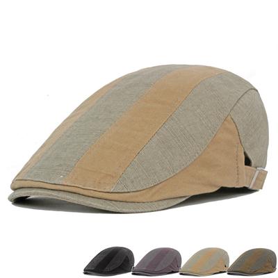 Men's Beret Cotton Patchwork Cap Spring Summer Sun Hat Adjustable Forward Cap