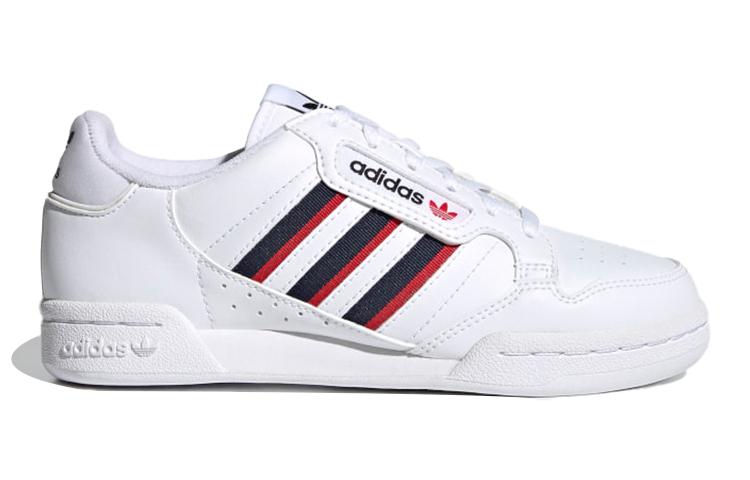 adidas Originální Continental 80 Pohodlné Odolné proti oděru Nízké Dětské Skateboardové Boty Bílé Červené Modré Unisex FX6088