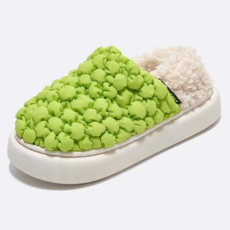 Fashion Winter Plush Hairball Slippers For Women Fashion Fluffy Warm Fur Home Slippers Indoor Outdoor Waterproof Furry Slides