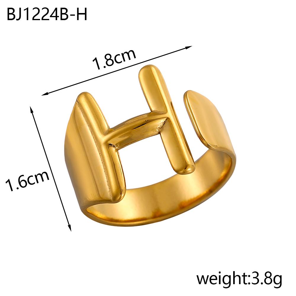 CARLIDANA Designer Initial Letters Alphabet Waterproof Gold Plated Non Tarnish Stainless Steel Fashion Jewelry Rings for Women