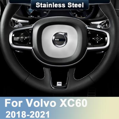 Paslanmaz Çelik Araba Şekillendirme Direksiyon Simidi Logo Amblem Kapak Halkası Trim Çıkartmaları Volvo XC60 2018 Aksesuarları