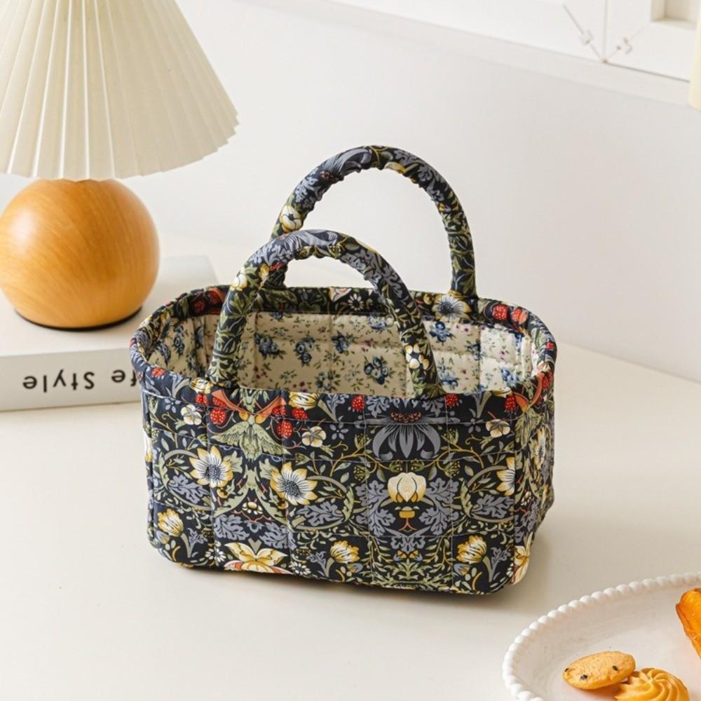 Coșuri Portabile Matlasate cu Flori, Imprimeu Floral, Depozitare de Birou, Organizator, Coș de Depozitare, Gospodărie