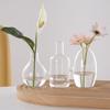 Transparent Glass Vase Triple Connected Flower Holder Plant Terrarium Minimalist Floral Bottle Tabletop Plant Vase