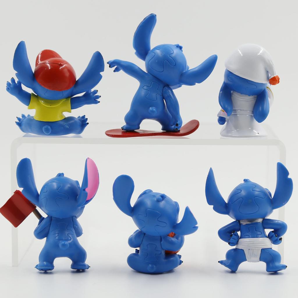 6Pcs/Set 7cm Stitch Doll Anime Figures Stitch Doll Cartoon Stitch Playthings Ornaments Micro Cake Desk Decoration Present