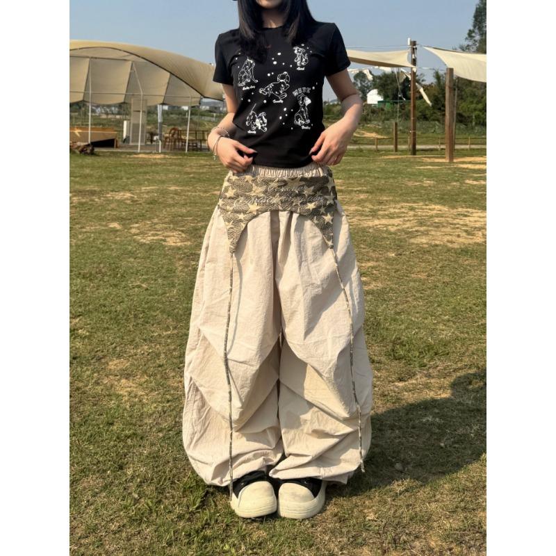 

Ретро многослойные ремни брюки парашютисты женские летние новые свободные повседневные плиссированные брюки с широкими штанинами 2XL абрикосовый