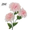 Realistic Decorative Plants Artificial 3 Head Dahlia Flowers, Silk Fabric Floral Arrangement, Bouquets Adjustable Fake Flowers for Home Decor Wedding