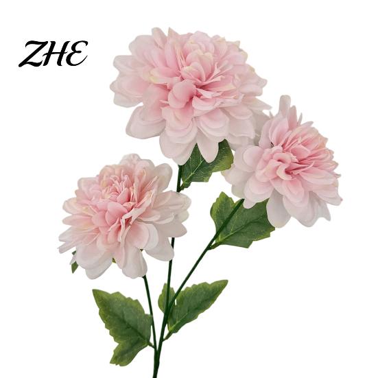 Realistic Decorative Plants Artificial 3 Head Dahlia Flowers, Silk Fabric Floral Arrangement, Bouquets Adjustable Fake Flowers for Home Decor Wedding