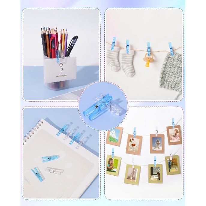 60PCS Clear Clothes P for Baby Shower Games Boy Girl, Transparent Acrylic Clothes Pin Bulk, 1.4'' Mini Clothesp for Photos, DIY Crafts, Baby Shower