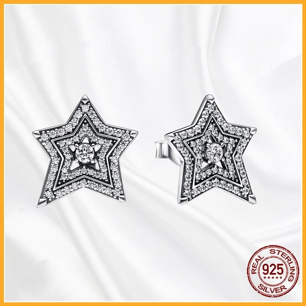 925 Silver Heart Hoop Earrings Sparkling Original Jewelry Gift for Women