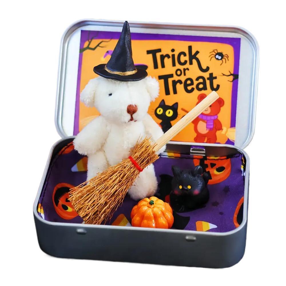 DIY Halloween Bear Gift Box Handmade Trick or Treat Halloween Bear In a Box with Witcher Miniature Perfect Creativity
