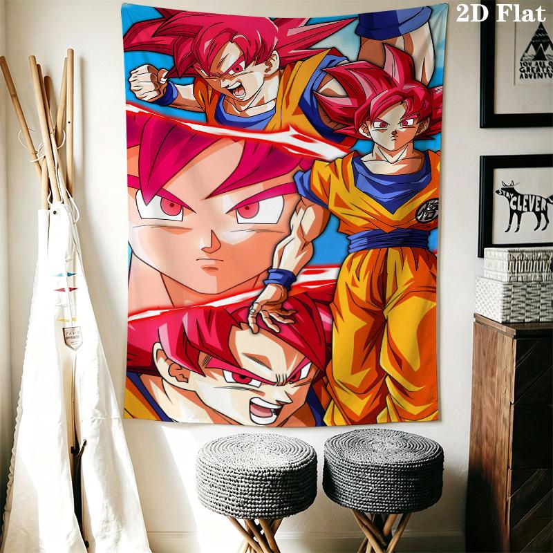 Cartoon Son Goku Wall Tapestry Aesthetic Wall Hanging Printed Fabric Blanket Decorative Tapestries For Bedroom Living Room Home Decor