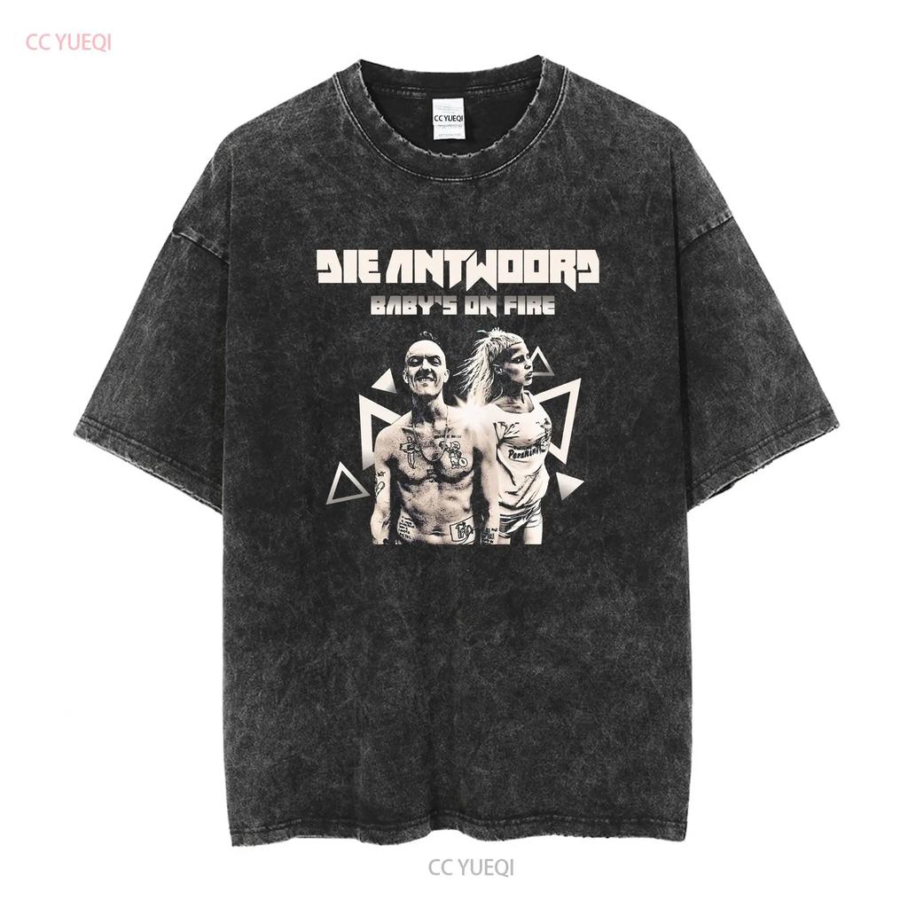 Die Antwoord band babys on fire T shirt black All Sizes S 5XL 1PT731 vintage Washed Unisex Soft Top For Everyday Wear