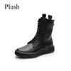 Mid-calf Boots for Women, Casual Style, Flat Heel, Retro Low-top Leather Boots, Soft Sole, Lace-up, Rear Zipper Boots