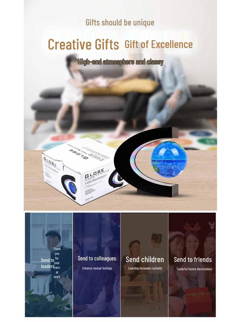 High-End Magnetic Levitation Globe: Creative Black Technology Home Décor and Unique Birthday Gift