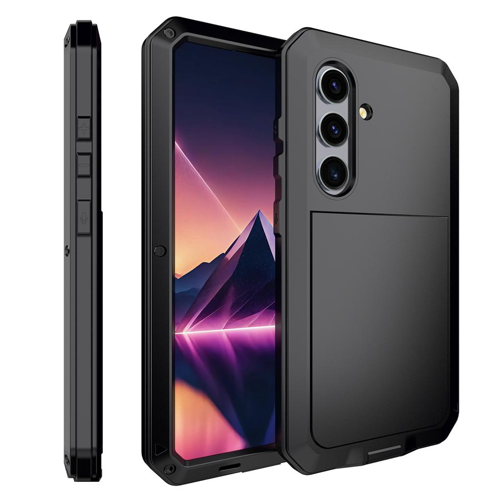 Pour Samsung Galaxy S24+ Coque Silicone+Métal Anti-chute Housse de Téléphone avec Film en Verre Trempé