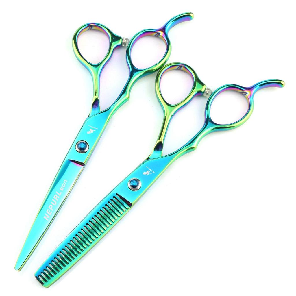 6.0" Multi-color Left-handed Straight & Thinning Shears