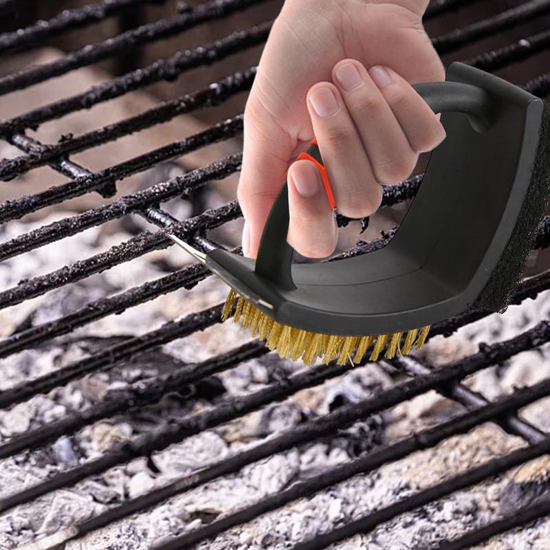 BBQ Grill Brush Multifunctional Grill Scraper Ergonomic Barbecue Brush Heavy-Duty Scrubber Grill Brush For Outdoor Camping Grill