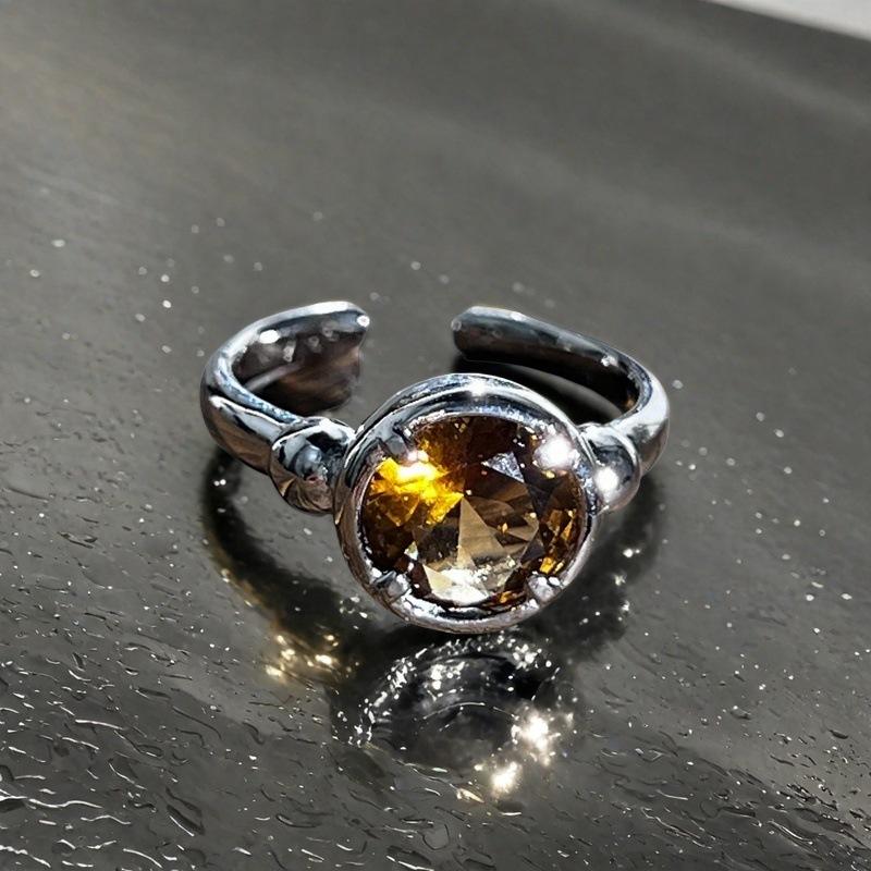 Niche Design Exquisite Imitation Chalcedony Moonstone Series Ring High-End Light Luxury Full Of Diamonds Zircon Accessories