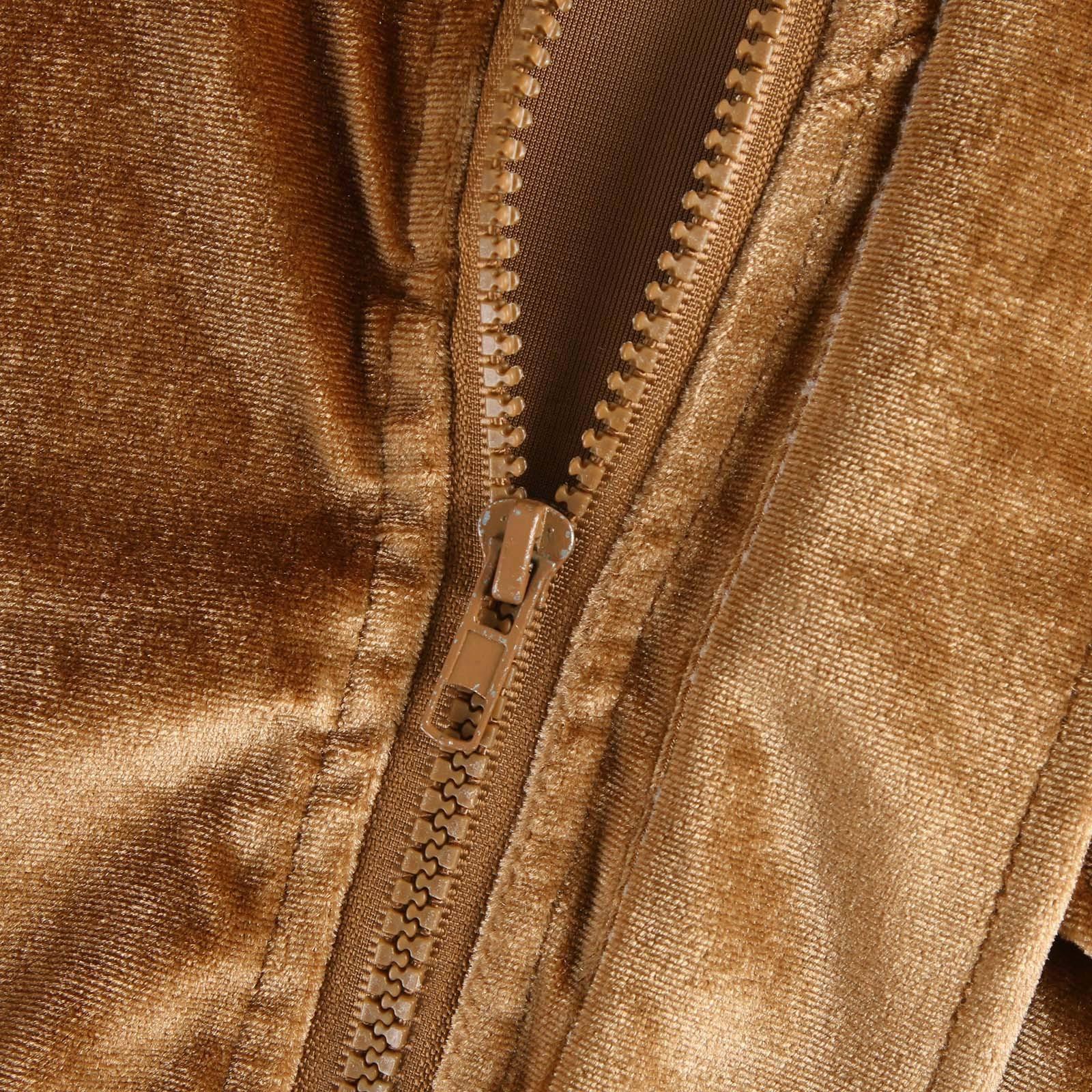 Женская модная повседневная золотая бархатная куртка с длинным рукавом и карманом на поясе — фото 4