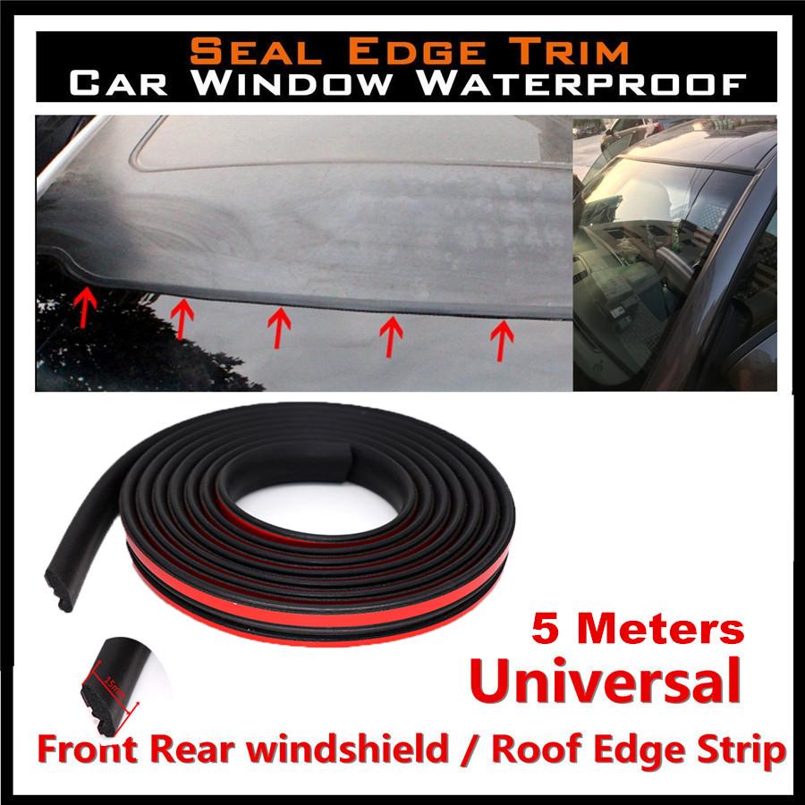 5M Car Windshield Waterproof Seal Edge Trim Rubber Soundproof Weatherstrip Black