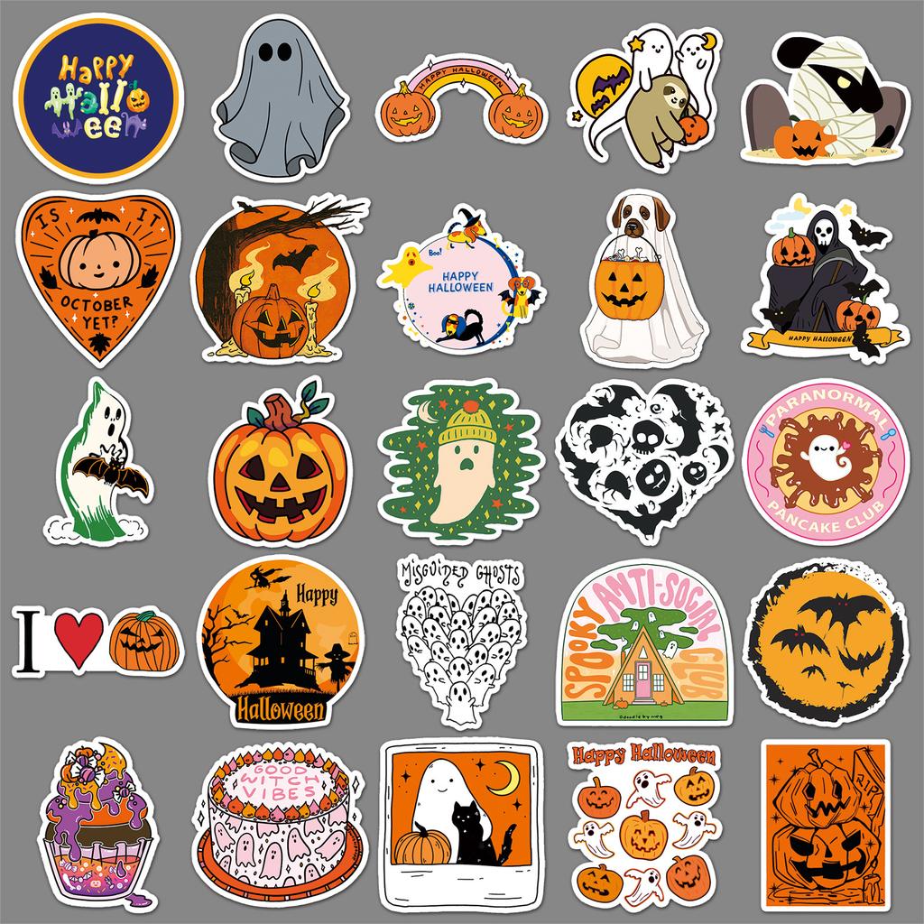 50 Halloween Graffiti Stickers, Cartoon Festival Children's Guka Phone Cases, Suitcase Stickers